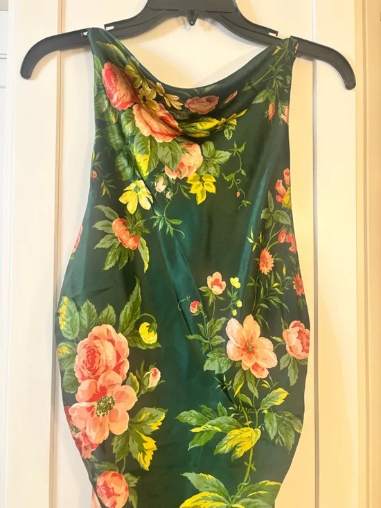 new Reformation Anaiis Silk Dress maxi gown high neck cut in Belvedere floral - Picture 6 of 10